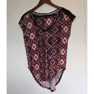 Lucky Brand Blouse Shirt Womens XS Paisley Whimsigoth Fairy Grunge Goth Boho